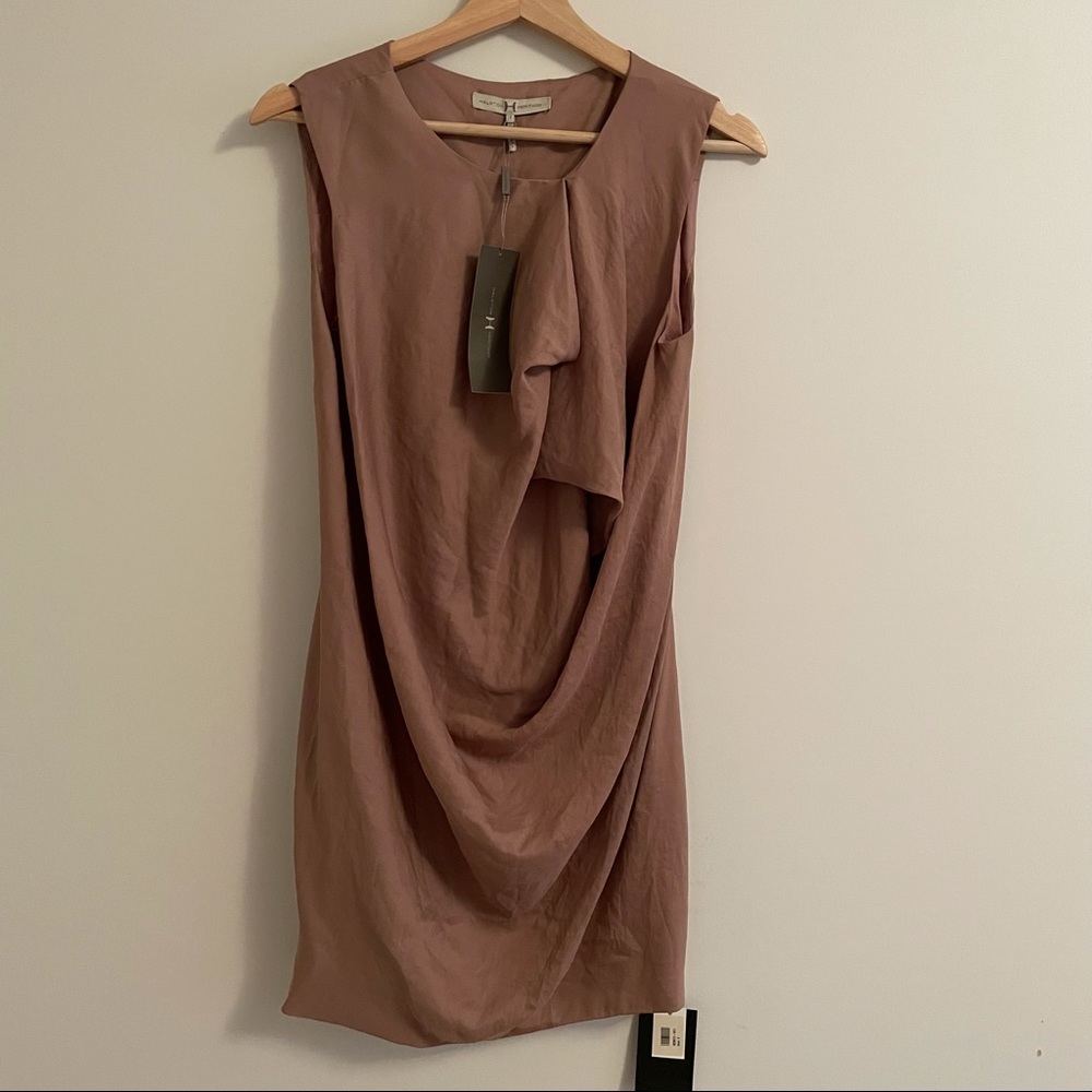 Halston Heritage womens draped front antique rose color dress. Note: tag missing